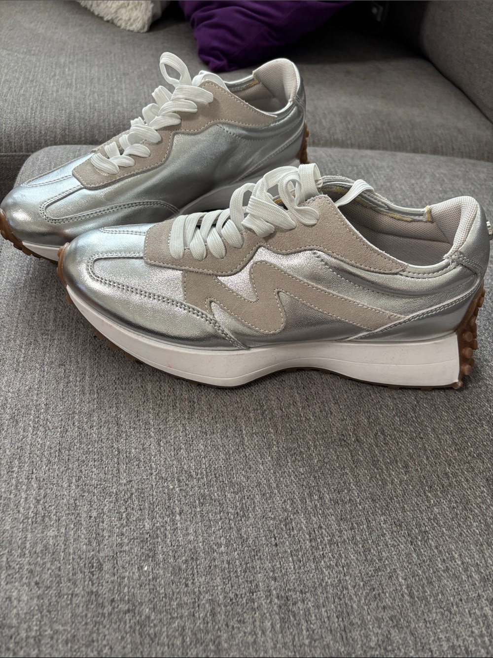 Steve Madden Silver Platform Lace-Up Women's Sneakers